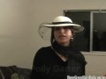 Polly Garter Toying Her Hairy Pussy