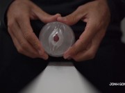 Loud Moaning Fleshlight Fuck - Slow Motion Cumshot - Close UP