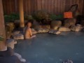 A Japanese couple enjoys a hot spring, then they do stocking costume and have sex