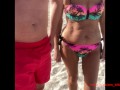 Milf lady fuck in public place with guy in thong