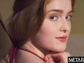 Stunning redhead beauty gets naked and masturbates by the fire