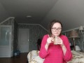 mommy drinking her morning coffee with milk