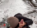 Asian Ho gives Blow in Snow -- Luna sucks Big Cock in Public Park, almost gets caught!