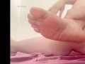 Taking boots off slowly and showing feet with pussy rubbing!