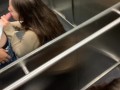 An unknown girl sucks my cock in the elevator and we get caught