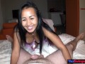 Big fake boobs Asian GF Joon Mali is horny and pleases her BF by sucking and fucking him