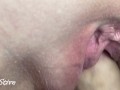 my girlfriend's plump labia accept a dick. Super close-up