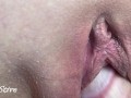 my girlfriend's plump labia accept a dick. Super close-up