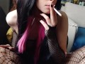 Succubus Babe smoking in fishnets(full vid on my 0nlyfans/ManyVids)