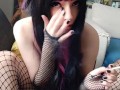Succubus Babe smoking in fishnets(full vid on my 0nlyfans/ManyVids)