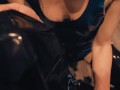 Sexy wife has an intense orgasm with a toy, after giving a hot blowjob all in latex - Part 1