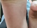 Wiggling and scrunching my big dirty stained feet in front of you