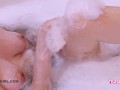 Beautiful Teen brunette washes pussy in the bath