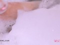 Beautiful Teen brunette washes pussy in the bath