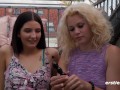 Ersties - Lesbische Anal Strap-On Action auf dem Balkon mit Line und Helena