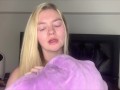 Girl humping pillow with dildo for massive orgasm!