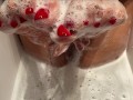 Wet Footjob in bathroom - pussy in foam