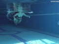 Brunette Spanish Diana Rius swimming topless