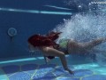 Brunette Spanish Diana Rius swimming topless