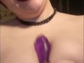 Big dildo tit fuck and oral worship