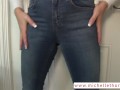 Michelle Thorne toys pussy in high heels and denim jeans