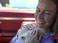 OV with beach babe Summer Vixen fingering her pussy and making herself cream in the car