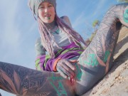 OUTDOOR loud ANAL fuck - hippie girl gets ass banged and covered with cum