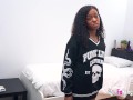 Amazing fuck between a hot ebony teen girlfriend and her very old friend
