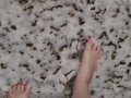 Pink toes walking in freezing cold snow