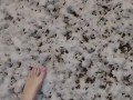 Pink toes walking in freezing cold snow