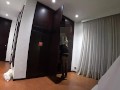 Sleazy HOTEL MAID stuck in closet and accidentally sat on my big dick