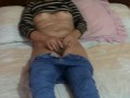 Stepson jerks off and cums in my ass with panties on