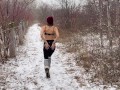 Wife gets huge public double creampie in snow storm from husband and friend / Sloppy seconds