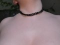 Sucking my own natural big tits - nipple self suck