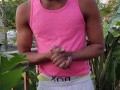 PUBLIC JERK OFF!! Kennie Jai jerks off for you on the back porch!