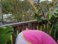 PUBLIC JERK OFF!! Kennie Jai jerks off for you on the back porch!
