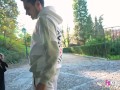 Nelia Estrada shows her skills for outdoor exhibitionism and gets a BIG COCK in return