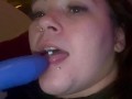 Pretty face sucks pretty dildo