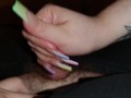 Sensual Long French Nails Handjob for Small Cock Slave with intense Cumshot *Xtra Long Nails*
