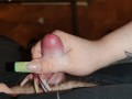 Sensual Long French Nails Handjob for Small Cock Slave with intense Cumshot *Xtra Long Nails*