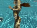 Russian gymnast Mia Split swimming naked