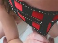 Masked MILF gets cum on her big tits