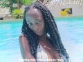 POV: Your black step sis with buttplug in the pool