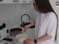 Stepsister was making cheesecake but got cum in her mouth. Fucked in the kitchen - Deluxe_Bitch