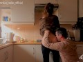 Kitchen make out with stepsister, kissing & fingering - sensual teasing moments