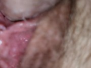 Fast fuck close up with dripping creampie