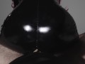 I ride him in reverse in my latex suit, but my pussy is too tight and he can't resist