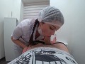 Blowjob from a real nurse in a massage room