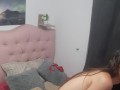Naughty Latina takes her teddy bear and puts her harness on him and puts her condom on him and rides