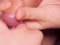 Close up milking mouth gets huge cumshot! Girl milking cock in mouth and enjoy dripping cum play